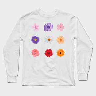 Group of Colourful Flower heads Long Sleeve T-Shirt